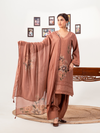 Banglori Tussar Printed Handwork Unstitched Suit Set