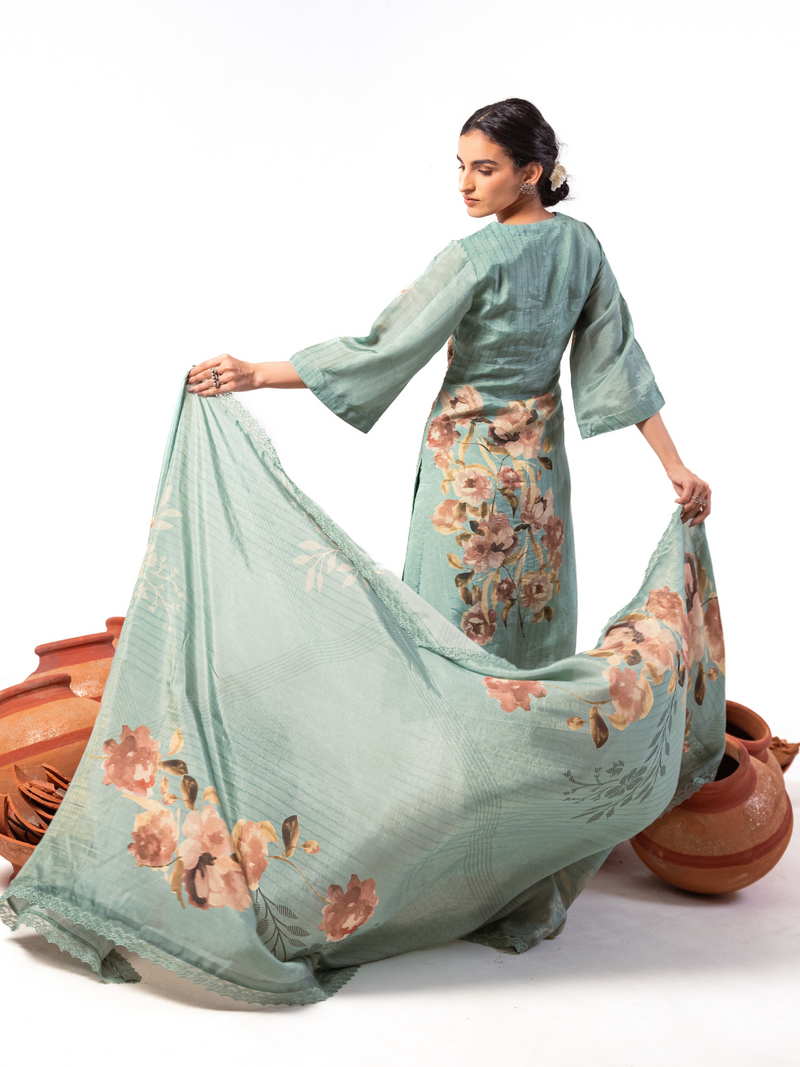 Gucci Silk Printed Handwork Unstitched Suit Set