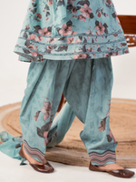 Pastel Blue Printed Unstitched Suit Set
