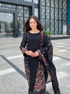 Black Organza Embroidered Unstitched Suit Set