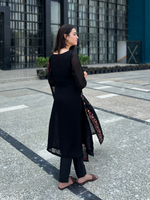 Black Organza Embroidered Unstitched Suit Set