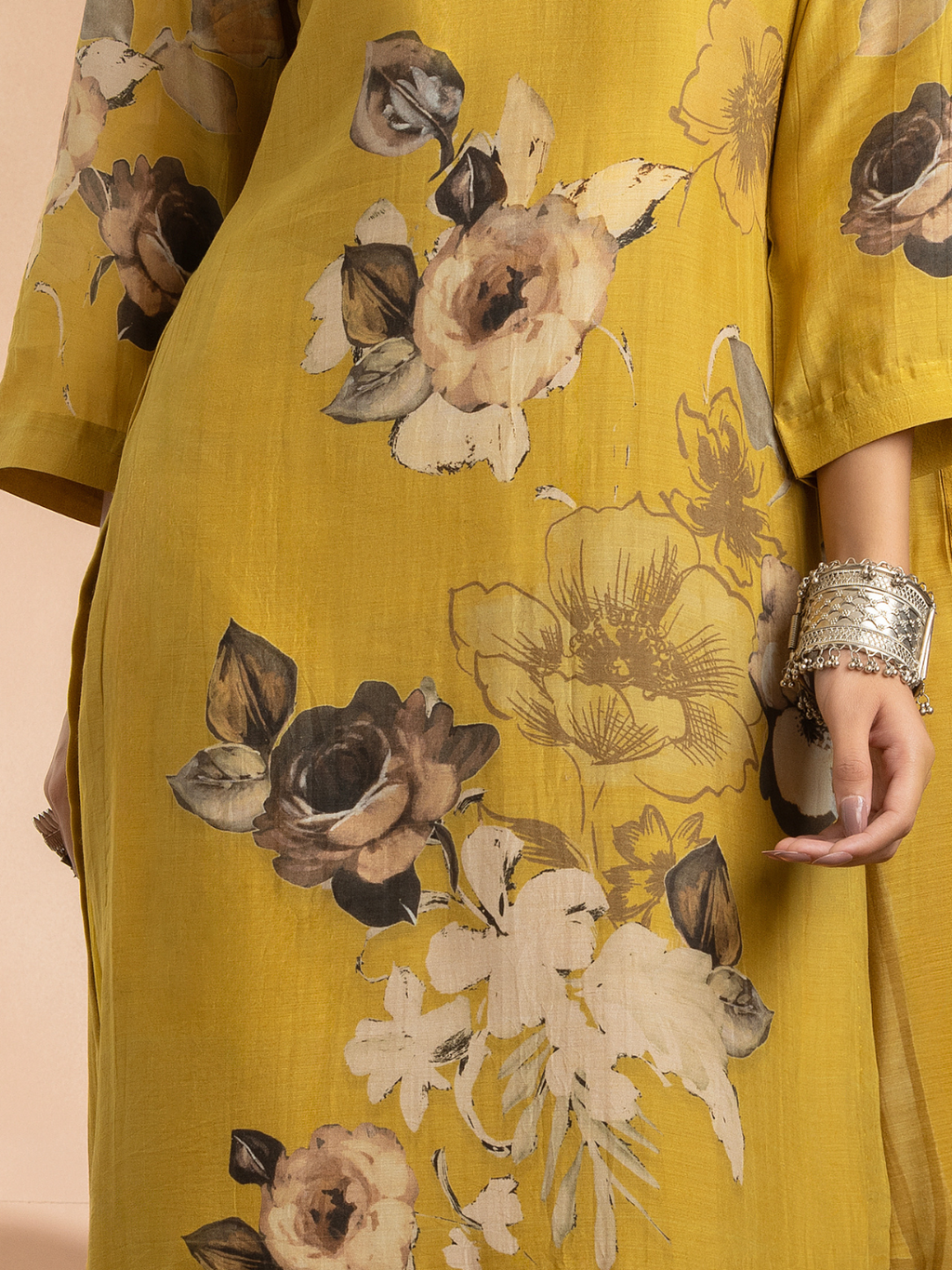 Buttery Mustard Soft Muslin Printed Unstitched Suit Set