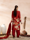 Deep Red Soft Muslin Printed Unstitched Suit Set