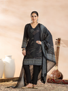 Black Soft Muslin Printed Unstitched Suit Set