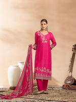 Pink Soft Muslin Printed Unstitched Suit Set