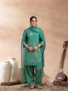 Pine Green Soft Muslin Printed Unstitched Suit Set