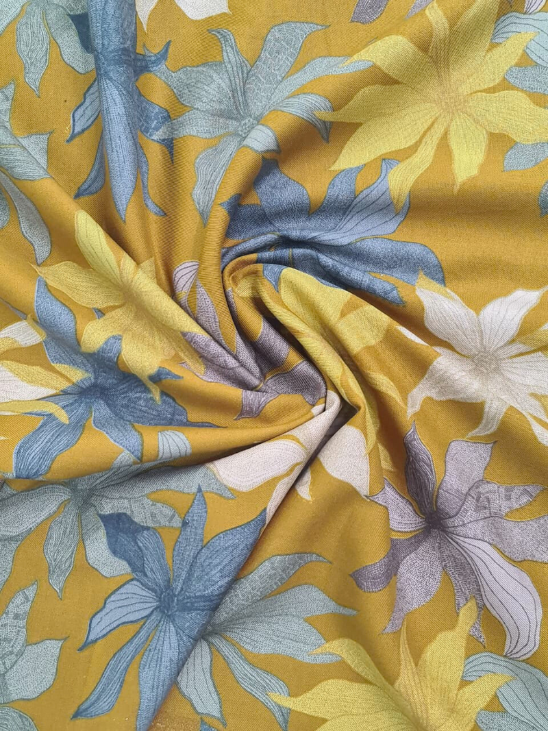 Mustard Cottswool Matching Printed 2-Piece Suit Set