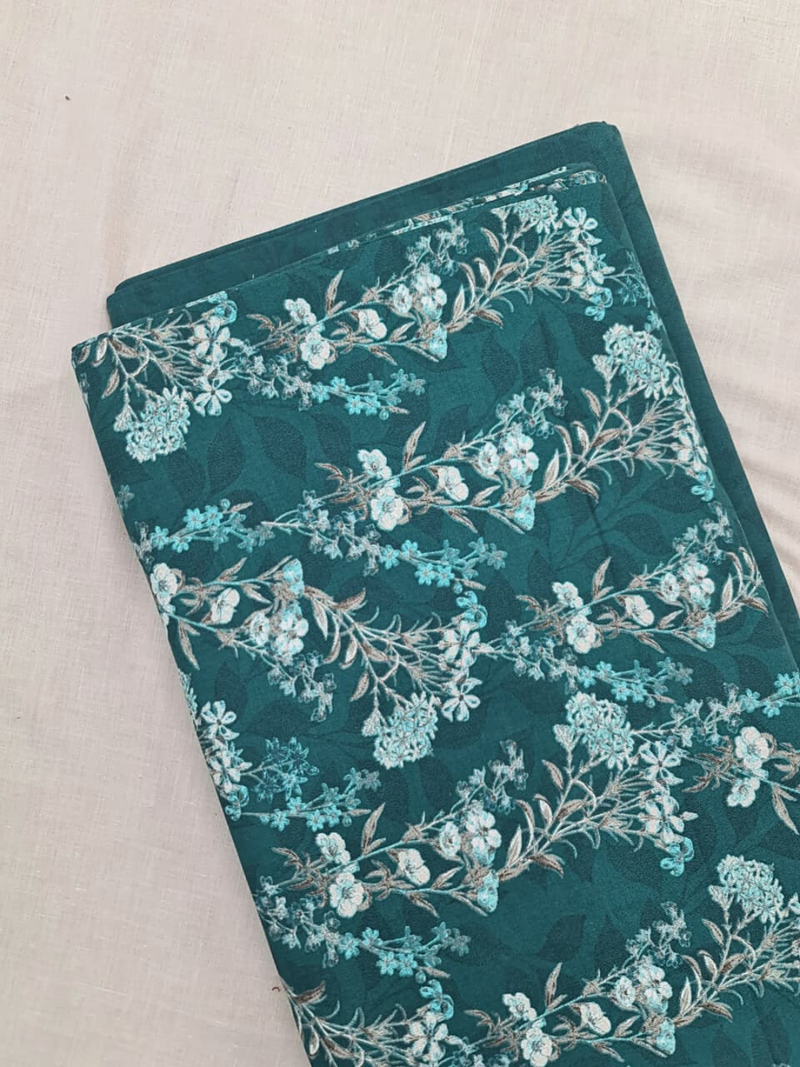 Deep Teal Cottswool Matching Printed 2-Piece Suit Set