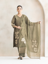 Royal Kanjivaram Jacquard Unstitched Suit Set With Patchwork & Handwork