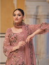 Pink Sequins Embroidered Organza Party Wear Unstitched Suit Set