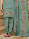 Pastel C-Green Sequins Embroidered Organza Party Wear Unstitched Suit Set