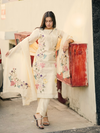 Off White Multihead-Embroidered Silk Linen Party Wear Suit Set