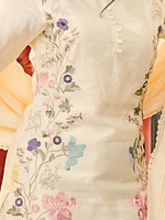Off White Multihead-Embroidered Silk Linen Party Wear Suit Set