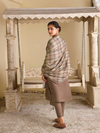 Light Woody Pashmina Embroidered Stitched Suit Set with Shawl