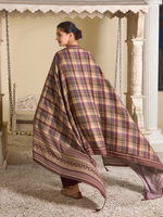 Burnt Maroon Pashmina Embroidered Unstitched Suit Set with Shawl