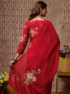 Maharani Red Cottswool Embroidered Unstitched Suit Set with Bottom Work