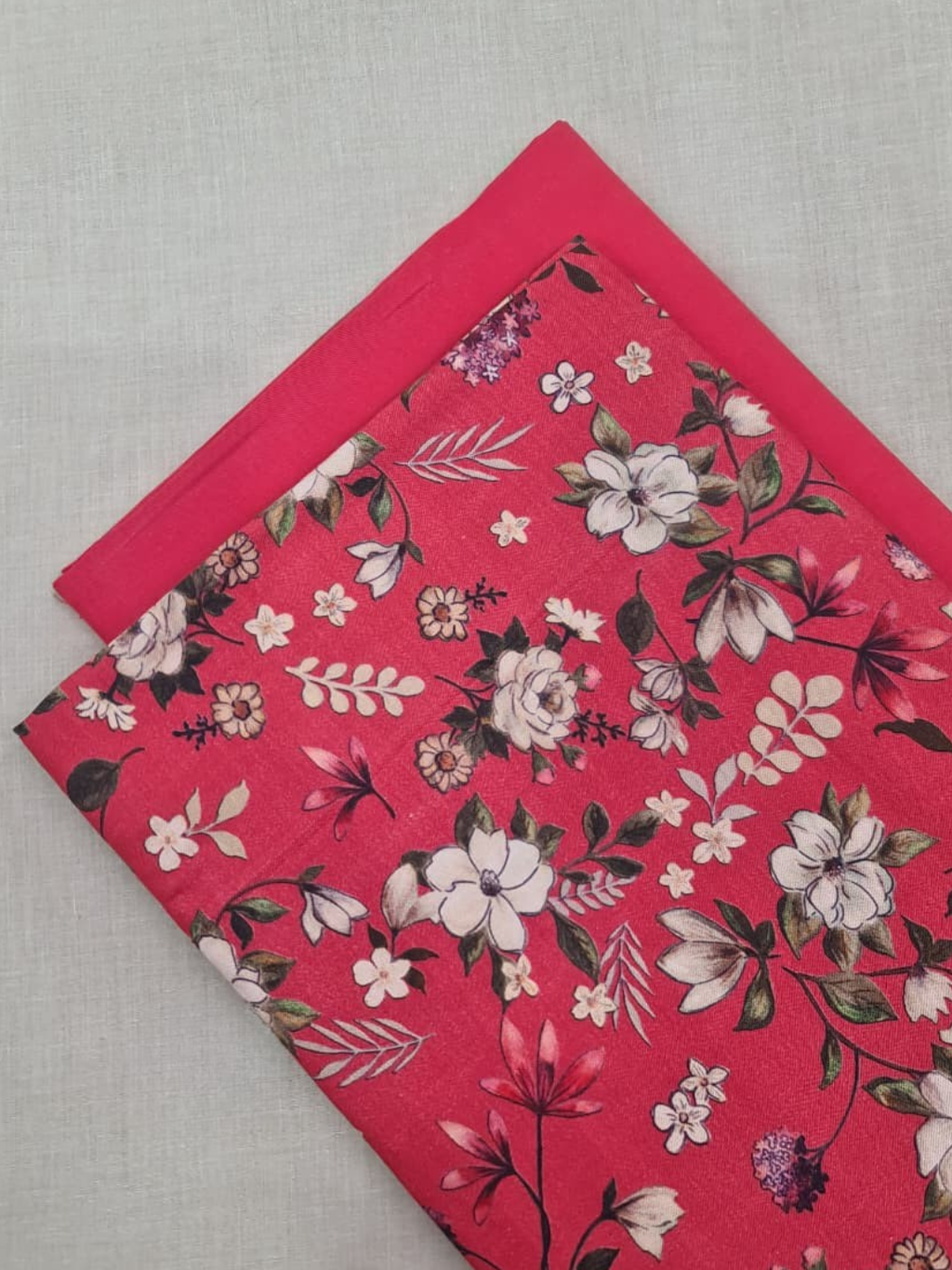Red Cottswool Matching Printed 2-Piece Suit Set