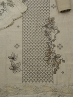 Beige Embroidered Banglori Silk Party Wear Unstitched Suit Set
