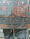 Express Teal Organza Unstitched Suit Set With Heavy Neck & Embroidery