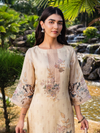 Beige Jute Organza Printed Stitched Suit Set with Hand & Aari work