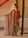 Rust Printed Handwork Stitched Suit Set