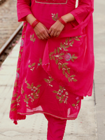 Organza Unstitched Suit Set with Intricate Patch & Aari Embroidery