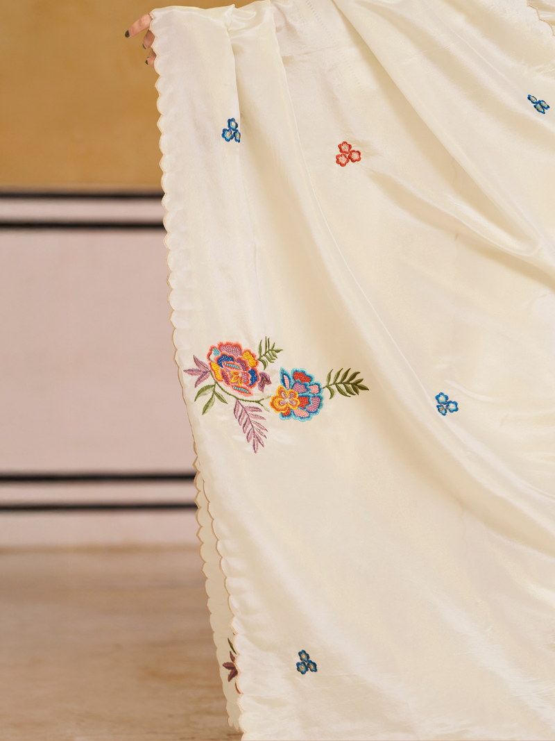 Tissue Silk Multihead Embroidered Stitched Suit Set