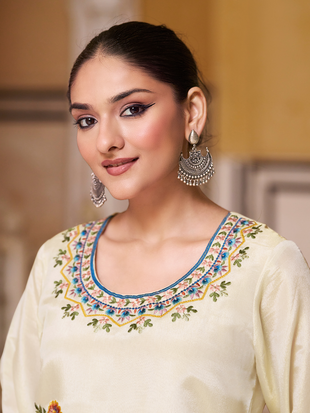 Tissue Silk Multihead Embroidered Stitched Suit Set