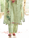 Pastel Green Georgette Chikankari Unstitched Suit Set with Patch & Zari Work