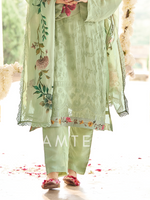 Pastel Green Georgette Chikankari Unstitched Suit Set with Patch & Zari Work