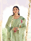Pastel Green Georgette Chikankari Unstitched Suit Set with Patch & Zari Work