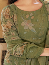 Green Organza Printed & Sequin-Embroidered Unstitched Suit Set