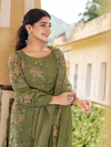 Green Organza Printed & Sequin-Embroidered Unstitched Suit Set