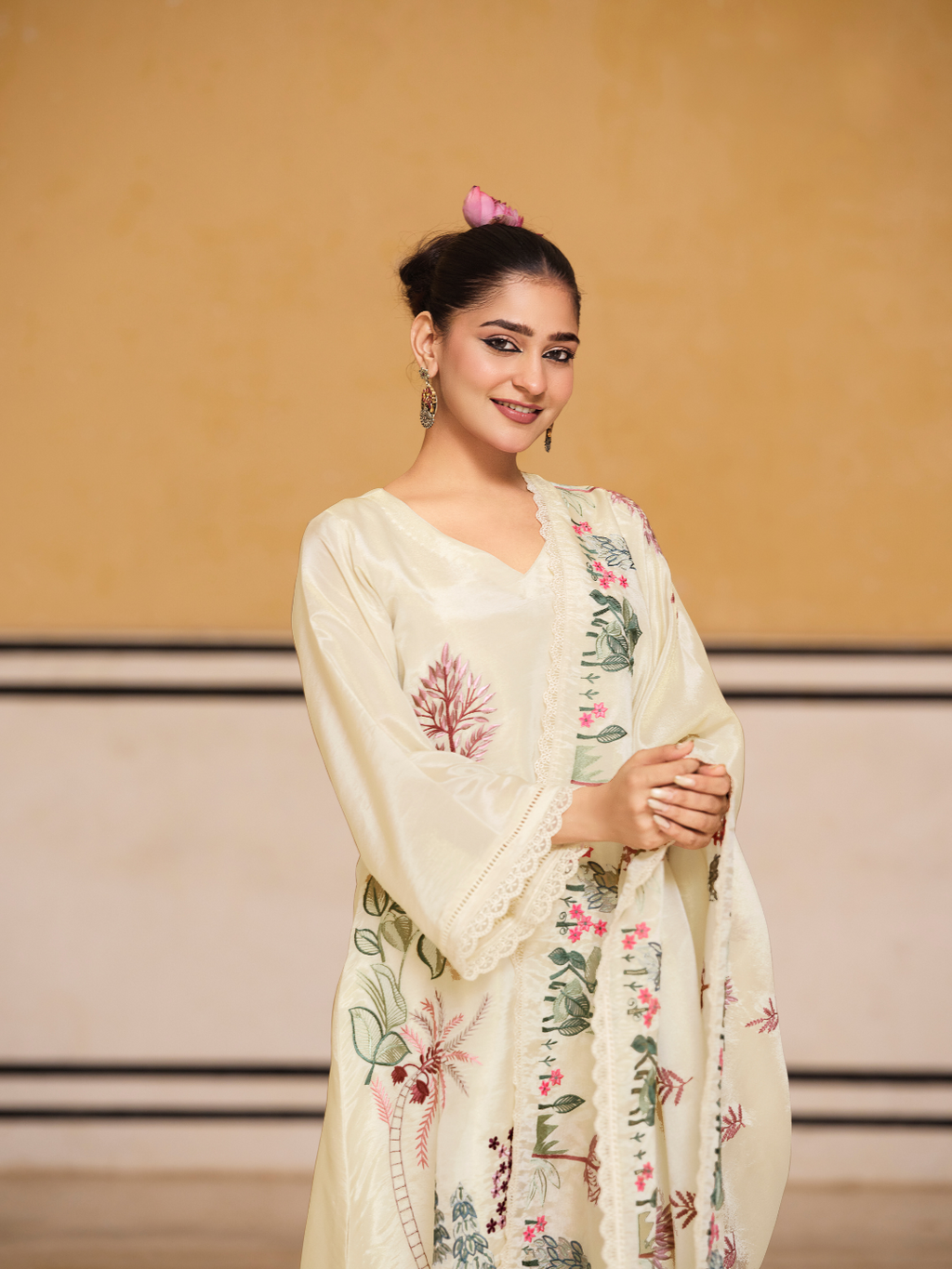 Tissue Silk Embroidered Stitched Suit Set