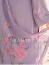 Lilac Georgette Chikankari Unstitched Suit Set with Patch & Zari Work