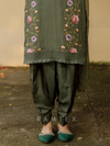 Olive Organza Embroidered Unstitched Suit Set
