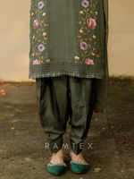 Olive Organza Embroidered Unstitched Suit Set
