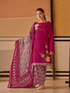 Raspbery  Printed Patchwork Handwork Unstitched Suit Set