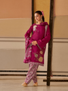 Raspbery  Printed Patchwork Handwork Unstitched Suit Set