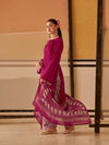 Raspbery  Printed Patchwork Handwork Unstitched Suit Set