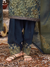Deep Blue Printed Tissue Organza Unstitched Suit Set with Zari and Intricate Embroidery