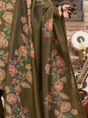 Olive Printed Tissue Organza Unstitched Suit Set with Zari and Intricate Embroidery