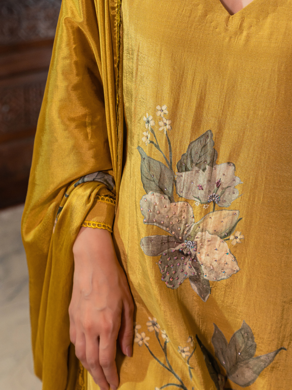 Muslin Printed Handwork Unstitched Suit Set