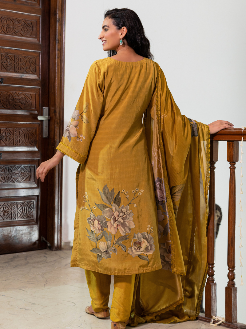 Muslin Printed Handwork Unstitched Suit Set