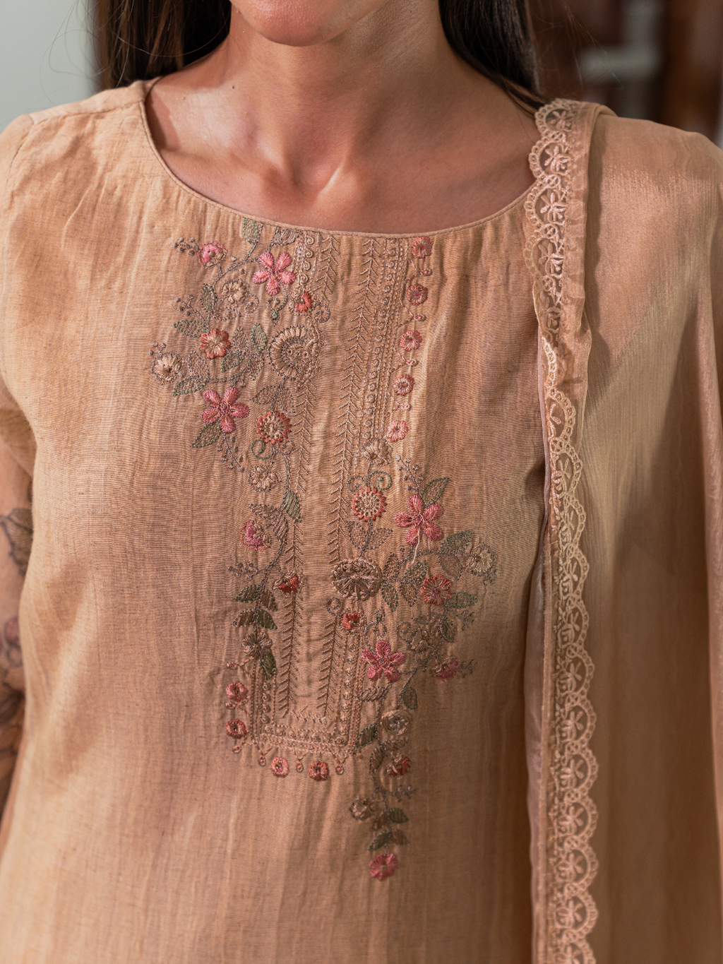 Banglori Silk Printed Handwork Unstitched Suit Set