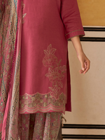 Rose Printed Handwork Unstitched Suit Set