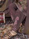 Plum Printed Tissue Organza Unstitched Suit Set with Zari and Intricate Embroidery