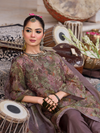 Plum Printed Tissue Organza Unstitched Suit Set with Zari and Intricate Embroidery
