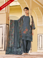 Aegean Teal Organza Printed & Sequin-Embroidered Stitched Suit Set