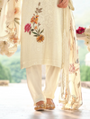 White Ivory Georgette Chikankari Stitched Suit Set with Patch & Zari Work